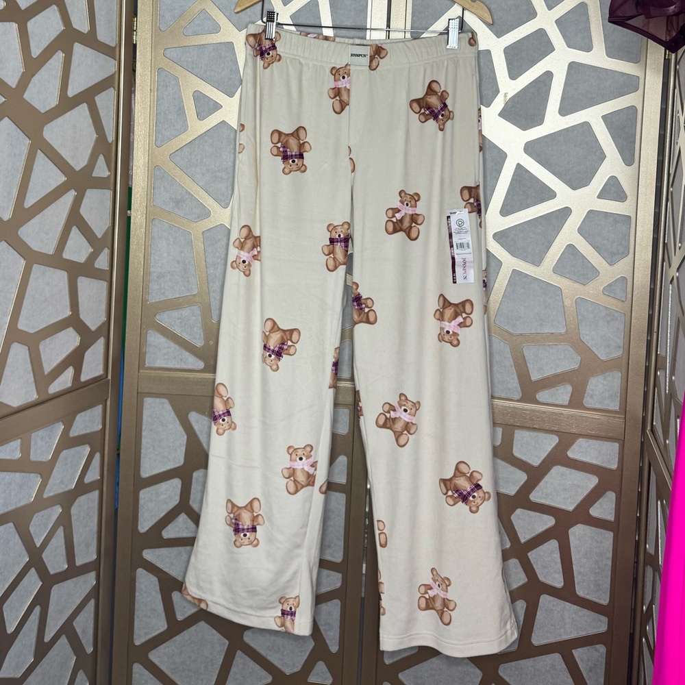Velour Bear Print Pajamas Size S